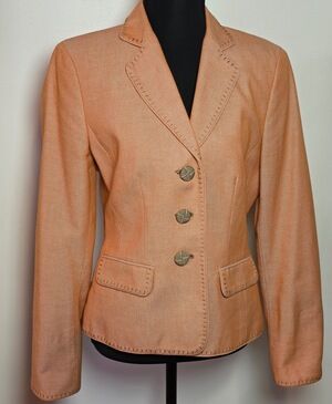 Worth New York Tailored Orange Blazer Size 6 | Whipstitch Detail